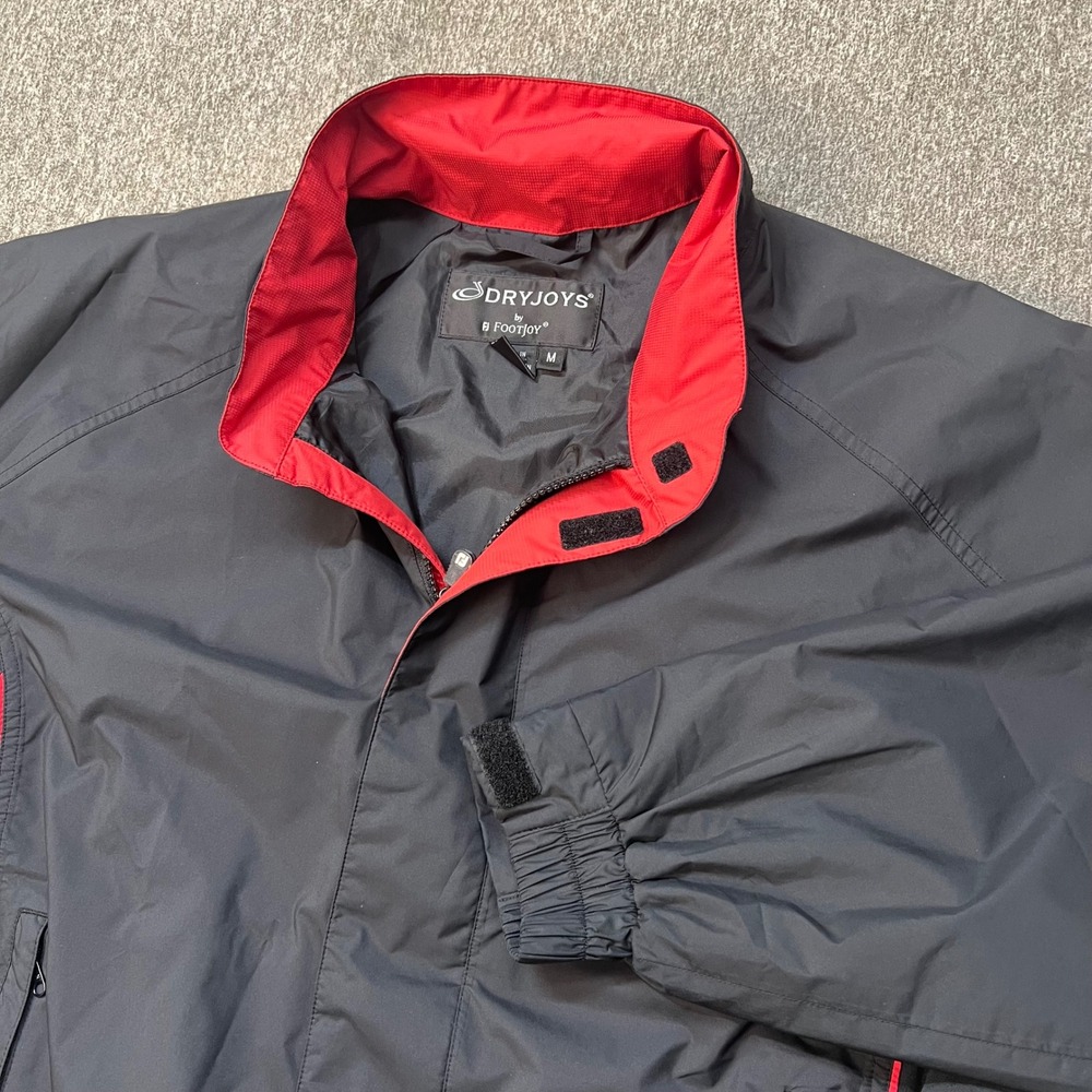 FootJoy DryJoys Mens Golf Jacket Black Red Full Zip‎ Windbreaker Size M 000
